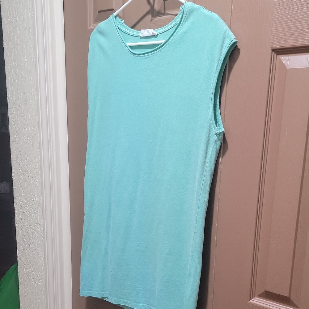 Double Zero Sleeveless Turquoise Tee dress